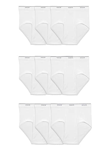 Fruit of the Loom Men's Underwear Briefs, Tag Free & Moisture Wicking, Assorted Color Multipacks, 9 Pack - White, Medium