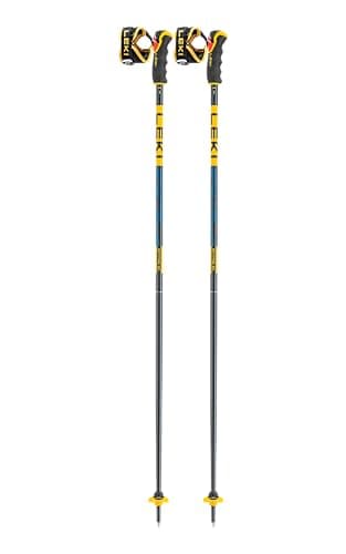 LEKI Spitfire 3D Lightweight Aluminum Ski Poles for Alpine Skiing - Denimblue-Aegeanblue-Mustardyellow - 125 cm