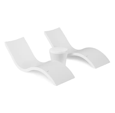 Ledge Lounger Signature Chaise Set of 2 + Affinity Side Table – in Pool Lounger Designed for Shallow Shelves Up to 9” – Outdoor Patio Sun Shelf & Poolside Furniture Bundle (White)
