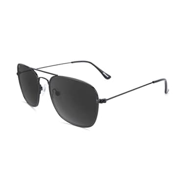 Knockaround Mount Evans Polarized Sunglasses - Squared Aviator Style Sunglasses with Full UV400 Protection, Black Metal Frames/Black Lenses