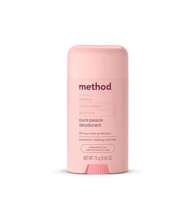 Method Deodorant, Pure Peace, Rose Water, Peonies + Pink Sea Salt notes, 24 Hour Odor Protection, 2.65 oz