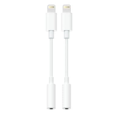 Lightning to 3.5mm Headphone Adapter for iPhone - 2 Pack Hi-Fi iPhone Aux Adapter Converter Jack Dongle Audio Cord for Apple iPhone 14 13 12 11 X XS White - with Microphone