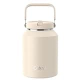 Cafezi 64oz Insulated Water Bottle, Stainless Steel Water Bottles with Flip Straw and Top Handle, Leak Proof, Iced for 34 Hours, 64 oz Tumbler