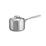 Tramontina Tri-Ply Clad Stainless Steel 2-Quart Sauce Pan with Lid, Induction-Ready, Dishwasher-Safe, NSF-Certified, Made in Brazil