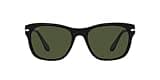 Persol PO3313S Square Sunglasses, Black/Green, 52 mm