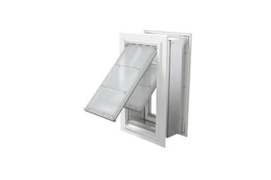 Endura Flap Pet Door for Walls in White | Energy-Efficient Double Flap Design for Wall Installations | All-Weather Protection with All-Metal Telescoping Tunnel | White, Medium, Double Flap