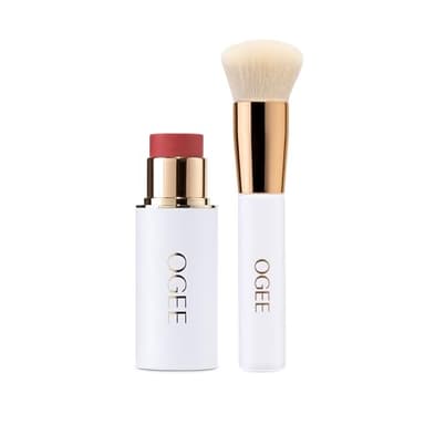 Ogee Radiant Blush & Blend Bundle – Rose Quartz Sculpted Face Stick + Professional Blender Brush