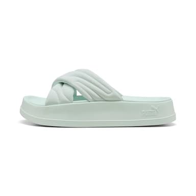 Puma Women's Leadcat Platform Slide Sandal, Peaceful Blue-Puma White, 7