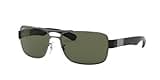 Ray-Ban Men's RB3522 Square Sunglasses, Gunmetal/Polarized Green, 61 mm + 0