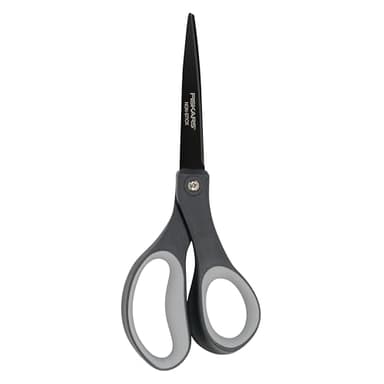 Fiskars 8" Non-Stick Comfort Grip Titanium All Purpose Scissors, Stainless Steel Blades for Everyday Cutting Tasks, Home, Office, and Arts & Crafts, Gray