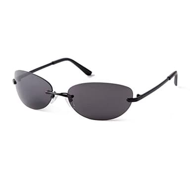 VIA LEECA Black Oval Rimless Sunglasses Women Men Y2K Trendy 90s Retro Futuristic Cool Wrap Around Frameless Sun Glasses Designer Eyewear Shades Fashion Accessories