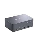 AV Access Docking Station KVM Switch Dual Monitor for Laptop & Desktop - USB-C Charge, Full Aluminum, KVM Switcher for 2 PCs with Ethernet, EDID, 4K@60Hz/2K@144Hz/1080P@240Hz, 3xUSB 3.0, Power Supply