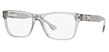 Versace VE3303 55mm Non-Polarized Glasses for Men - Transparent Grey Rectangle Acetate Frame with Grey Temples, Lightweight & Comfortable Eyeglasses for Prolonged use, eShades Eyewear Kit Included