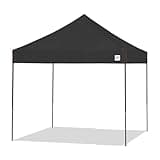 E-Z UP Pyramid Instant Shelter Canopy, 10' x 10' with Wide-Trax Roller Bag & 4 Piece Spike Set, Black