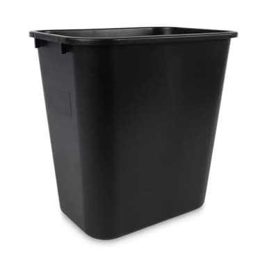 Rectangular Plastic Wastebasket, 7 Gallon Capacity, Black, for Kitchen Office Classroom