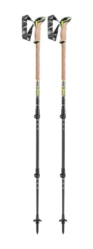 LEKI Sherpa Aluminum Adjustable Lightweight Ski Poles for Backcountry Skiing & Snowboarding - Dark Anthracite-Copper-Neonyellow - 110-145 cm
