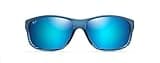 Maui Jim Men's and Women's Kaiwi Channel Polarized Wrap Sunglasses, Blue Black Stripe/Blue Hawaii, Medium