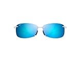 Maui Jim Men's and Women's 'Akau Polarized Rimless Sunglasses, Crystal Matte/Blue Hawaii, Large