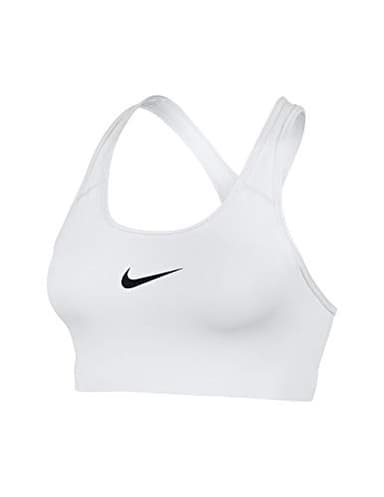 Women's Nike Swoosh Sports Bra, Sports Bra for Women with Compression & Medium Support, White/Black, M