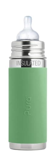 Pura Kiki 7oz Stainless Steel Insulated Infant Bottle – Includes Silicone Medium-Flow Nipple & Sleeve – Anti-Colic, Plastic-Free, MadeSafe Certified