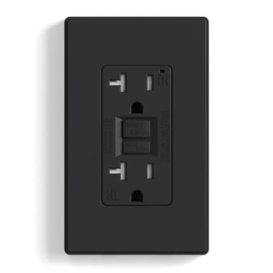 ELEGRP GFCI Outlet 20 Amp, Self-Test GFI Electrical Outlet with Thinner Design, TR Tamper Resistant GFCI Receptacle, Ground Fault Circuit Interrupters with Wall Plate, UL Listed, Matte Black, 1 Pack