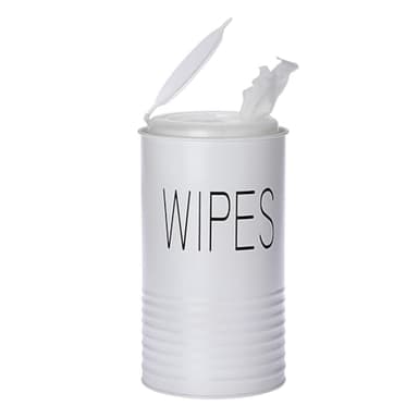 Kokone Wipes Dispenser Farmhouse Wipes Container with Matte Finish Compatible for Clorox Lysol Sturdy Galvanized Iron Wipes Holder for Kitchen,Bathroom,Office,School Table Countertop,White