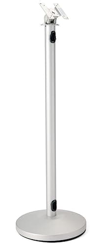 Displays2go Touch Screen Tablet Floor Stand, Comes with Stand and Bracket, VESA Compatiblity: 75mm x 75mm and 100mm x 100mm - Silver Steel