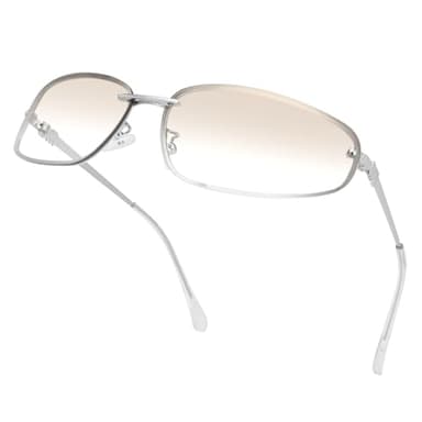 Dollger Y2K Sunglasses Women Trendy 2000s Wrap Around Metal 90s Accessories Sun Glasses Cyber Fashion Cool Silver Shades