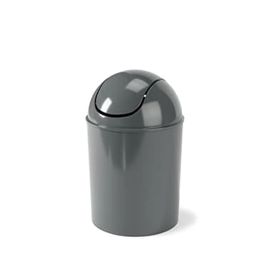 Umbra 1.25 Gallon Mini Waste Can with Removable Swing-Top Lid - Small Garbage Bin for Kitchen, Bathroom, Bedroom, Office - Compact Trash Can Fit Under Tables & Counters - Dark Grey