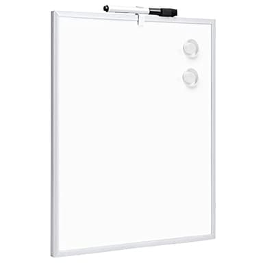 Amazon Basics Small Dry Erase Whiteboard, Magnetic Whiteboard with Marker and Magnets, 11"W x 14"H, Aluminum Frame