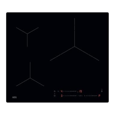 AEG TO63IV00IB Induction Hob, 60 cm, 3 Cooking Zones, Paella Zone, Hob2Hood System, PowerBoost and Pause Function, Independent Slide Controls, Single Timer, Without Frame, Black