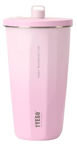 TYESO 20oz Tumbler with Retractable Straw, Stainless Steel Tumbler with straw inside Stainless steel wide-mouth vacuum insulation bottler home office outdoor multi-color (GRADIENT SAKURA, 20 oz)
