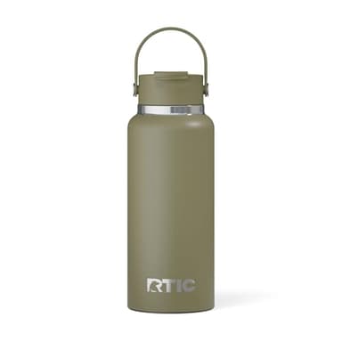 RTIC 32oz Outback Water Bottle, Ceramic Lined, Insulated, Stainless Steel, Double Wall Vacuum-Insulation, Leak-Proof Lid, BPA-Free Water Flask Hiking, Running, Sports, Outdoor, Olive