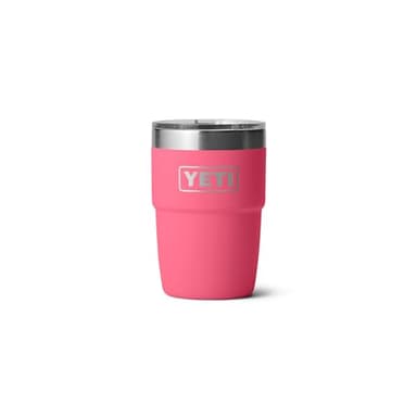 YETI Rambler 8 oz Insulated Coffee Mug with Lid - Stackable Double-Wall Vacuum Insulated Cup - DuraSip Ceramic Lining - Barista-Friendly Design - Stainless Steel - Dishwasher Safe, Tropical Pink