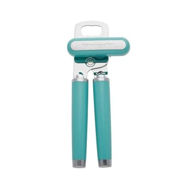 KitchenAid Classic Multifunction Can Opener and Bottle Opener Easy to Use, Razor Sharp Stainless Steel Cutting Wheel, Soft Ergonomic Handles, Aqua Sky