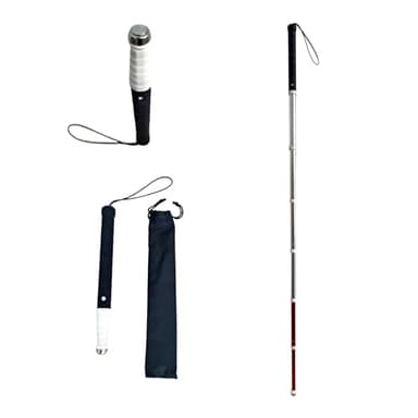 Aisenth Telescopic Retractable White Cane for Blind-Foldable Mobility Stick with Wrist Strap&Storage Pouch,Non-Slip Sweat-Absorbent Handle,Fixed Alloy Tip|Lightweight Portable Blind Walking Cane Stick