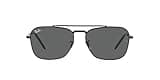 Ray-Ban RB3636 New Caravan Square Sunglasses, Black/Dark Grey, 58 mm