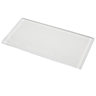 Lovdeco Peel and Stick Glass Subway Tile, 3 x 6 Inch, 5 Sq Ft, White Glass for Bathroom Kitchen Backsplash Wall, 40-Pack