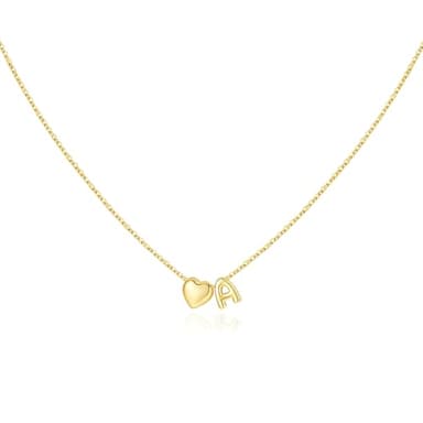 M MOOHAM Gold Initial Necklaces for Women - 14K Gold Plated Small Initial A Necklace Tiny Letter Necklace Jewelry for Women Personalized Birthday Gifts