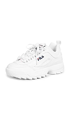 Fila Women's Disruptor II Premium Comfortable Sneakers, White/Navy/Red, 10