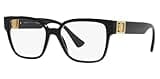 Versace VE3329B 54mm Non-Polarized Glasses for Women - Black Square Acetate Frame with Black Temples, Lightweight & Comfortable Eyeglasses for Prolonged use, eShades Eyewear Kit Included