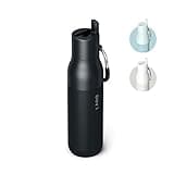 LARQ Bottle Flip Top 25 oz - Insulated Reusable Stainless Steel Water Bottle With Straw | Thermos, BPA Free | For Sports, Gym, and Travel | Keep Drinks Cold for 24 Hours | Obsidian Black