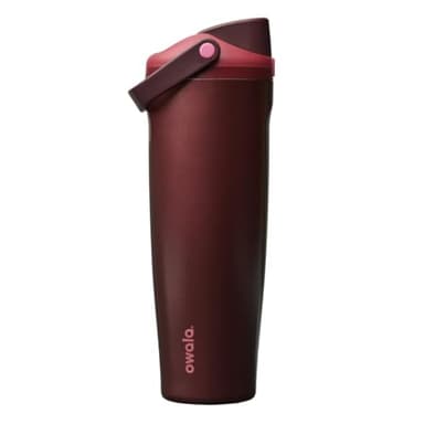 Owala FreeSip Sway Insulated Stainless Steel Water Bottle with Two-Way Spout, Built-In Straw and Bucket Handle, Made for Travel, School, and Sports, 40oz, BPA Free, Leak Proof, Black Cherry
