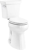 KOHLER K-25224-0 Highline Tall Two-Piece Elongated Toilet with Left-Hand Trip Lever, Elongated Toilet Bowl, 1.28 GPF, White