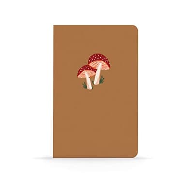 DENIK - Golden Mushrooms - 8.25" x 5.25" Aesthetic Layflat Notebook - 144 Lined Pages - Durable Binding and Design - Water-Resistent Soft Touch Cover - Made With Recycled Paper