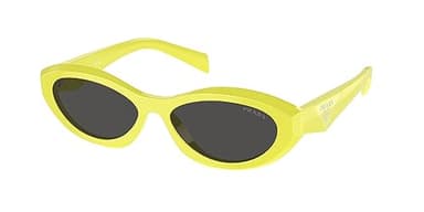 Prada PR 26ZS 13L08Z Yellow Acetate Oval Sunglasses Dark Grey Solid Color Lens