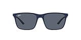 Ray-Ban RB4385 Liteforce Rectangular Sunglasses, Matte Blue/Dark Grey, 58 mm