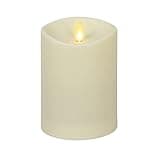 Luminara Outdoor Flameless LED Ivory Candle Melted Edge 3.75" x 5" Real Moving Flame Battery Operated Timer Plastic Weather-Resistant