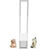 Cat Dog Pet Door Insert for Sliding Patio Door - Easy to Install for Rentals and Apartments With Lockable Weather Proof Panel - Slides Up and Down With Adjustable Height 58.6" to 83.4"