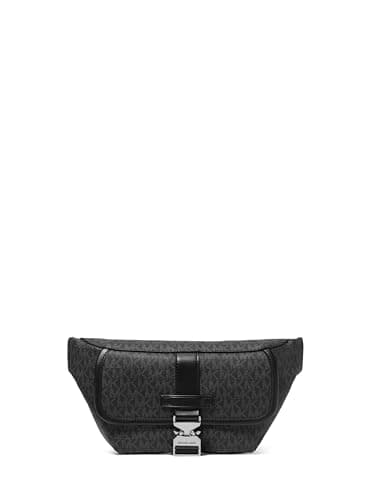 Michael Kors Hudson Aviator Belt Bag, Light Gunmetal Hardware/Black Signature